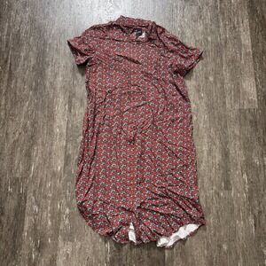 Wildfang The Empower Short Sleeve Dress All Over Floral Print Button Down Small